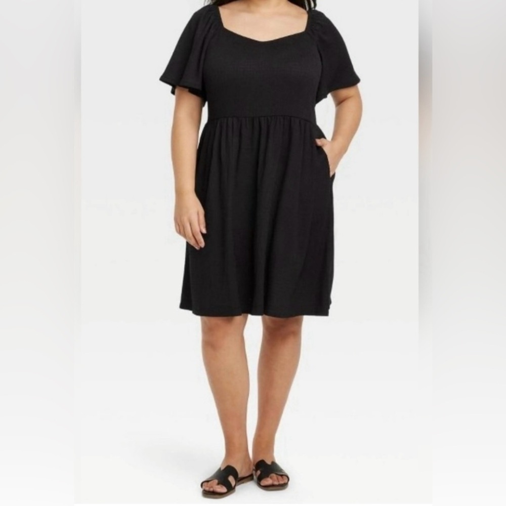AVA & VIV Black Textured Summer Dress 2X